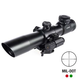 4X32 COMPACT SCOPE WITH LASER AND QD MOUNT MIL-DOT