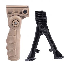 AR15 VERTICAL GRIP 5 POSITION TAN 5IN WITH BIPOD